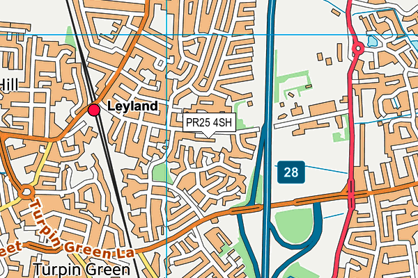 PR25 4SH map - OS VectorMap District (Ordnance Survey)