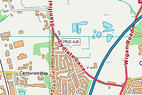 PR25 4UB map - OS VectorMap District (Ordnance Survey)