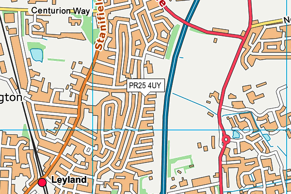 PR25 4UY map - OS VectorMap District (Ordnance Survey)
