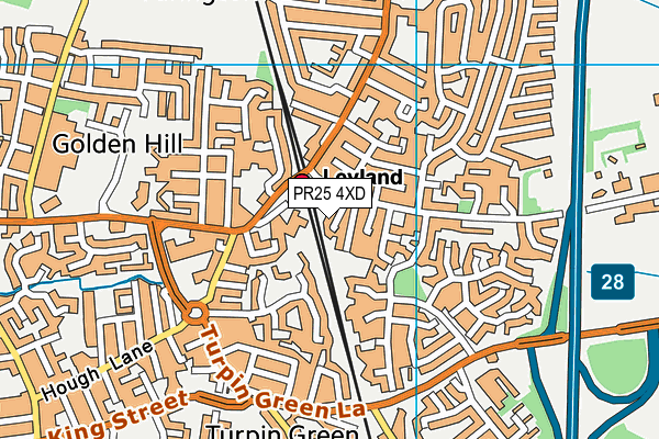 PR25 4XD map - OS VectorMap District (Ordnance Survey)