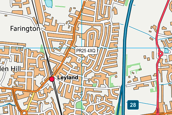 PR25 4XQ map - OS VectorMap District (Ordnance Survey)