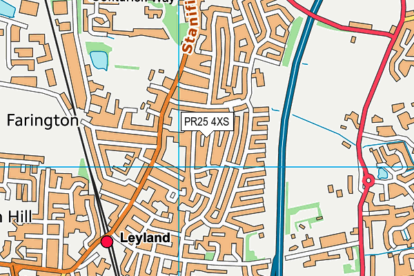 PR25 4XS map - OS VectorMap District (Ordnance Survey)