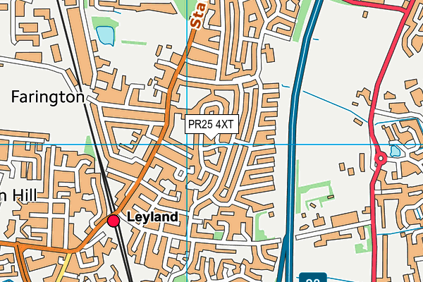 PR25 4XT map - OS VectorMap District (Ordnance Survey)