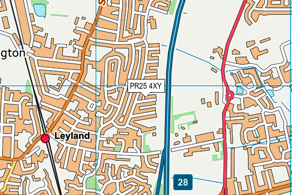 PR25 4XY map - OS VectorMap District (Ordnance Survey)