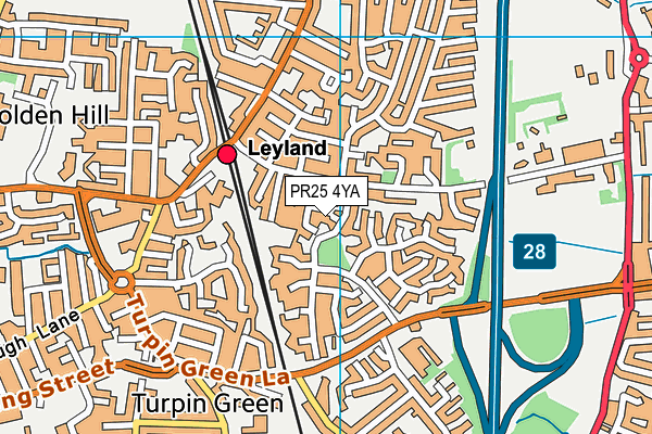 PR25 4YA map - OS VectorMap District (Ordnance Survey)