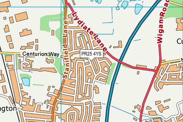 PR25 4YS map - OS VectorMap District (Ordnance Survey)