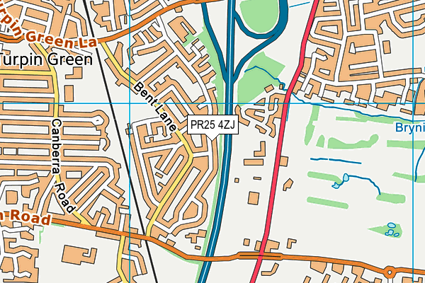 PR25 4ZJ map - OS VectorMap District (Ordnance Survey)