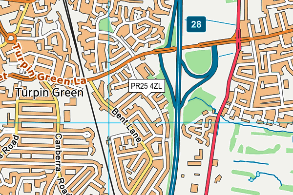 PR25 4ZL map - OS VectorMap District (Ordnance Survey)