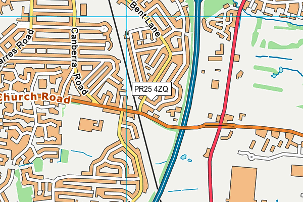 PR25 4ZQ map - OS VectorMap District (Ordnance Survey)