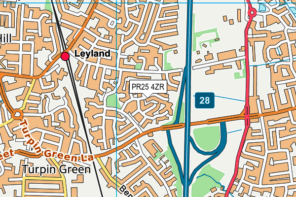 PR25 4ZR map - OS VectorMap District (Ordnance Survey)