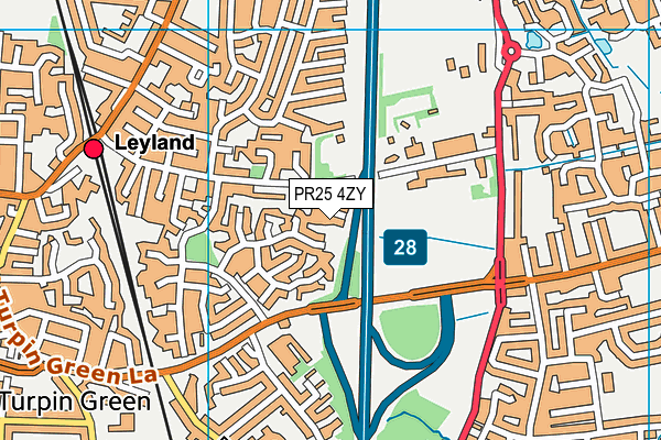 PR25 4ZY map - OS VectorMap District (Ordnance Survey)