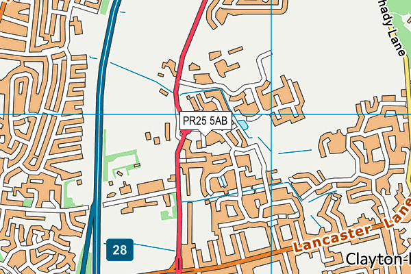 PR25 5AB map - OS VectorMap District (Ordnance Survey)