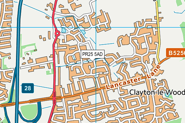 PR25 5AD map - OS VectorMap District (Ordnance Survey)