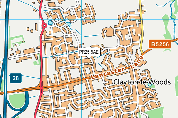 PR25 5AE map - OS VectorMap District (Ordnance Survey)
