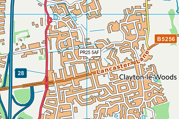 PR25 5AF map - OS VectorMap District (Ordnance Survey)