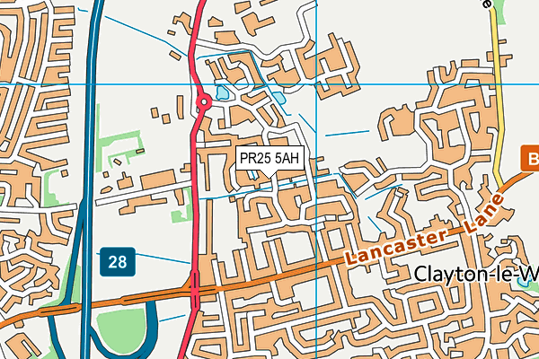 PR25 5AH map - OS VectorMap District (Ordnance Survey)