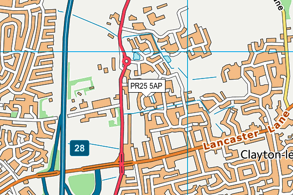 PR25 5AP map - OS VectorMap District (Ordnance Survey)