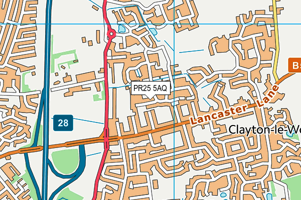 PR25 5AQ map - OS VectorMap District (Ordnance Survey)