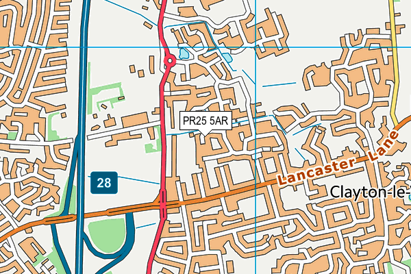 PR25 5AR map - OS VectorMap District (Ordnance Survey)