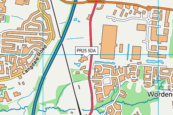 PR25 5DA map - OS VectorMap District (Ordnance Survey)