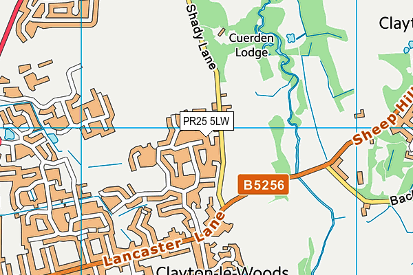 PR25 5LW map - OS VectorMap District (Ordnance Survey)