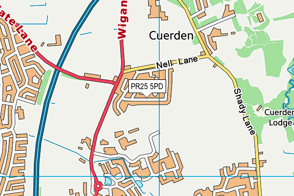 PR25 5PD map - OS VectorMap District (Ordnance Survey)