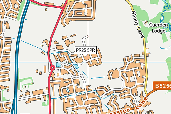 PR25 5PR map - OS VectorMap District (Ordnance Survey)