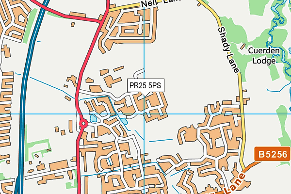 PR25 5PS map - OS VectorMap District (Ordnance Survey)