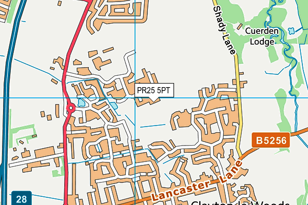 PR25 5PT map - OS VectorMap District (Ordnance Survey)