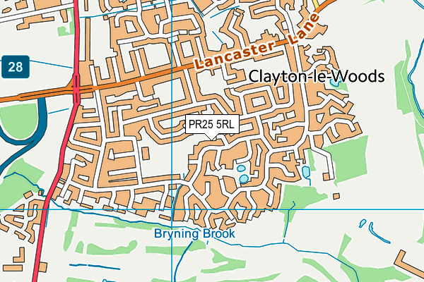 PR25 5RL map - OS VectorMap District (Ordnance Survey)