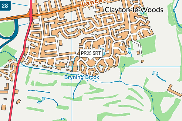 PR25 5RT map - OS VectorMap District (Ordnance Survey)