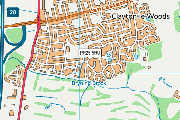 PR25 5RU map - OS VectorMap District (Ordnance Survey)