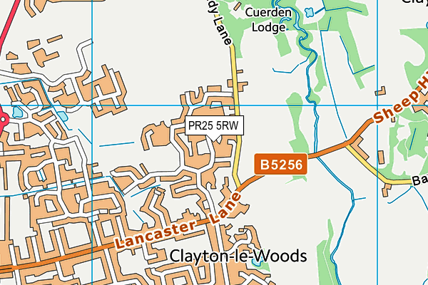 PR25 5RW map - OS VectorMap District (Ordnance Survey)