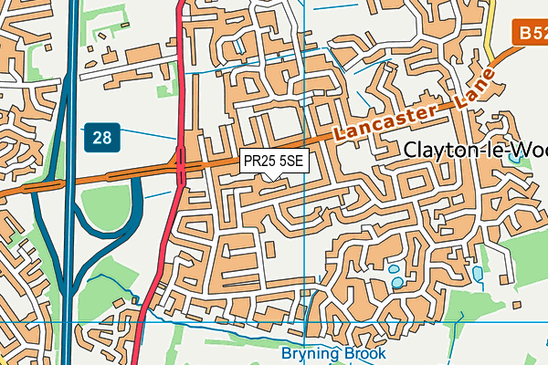 PR25 5SE map - OS VectorMap District (Ordnance Survey)