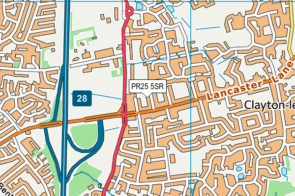 PR25 5SR map - OS VectorMap District (Ordnance Survey)