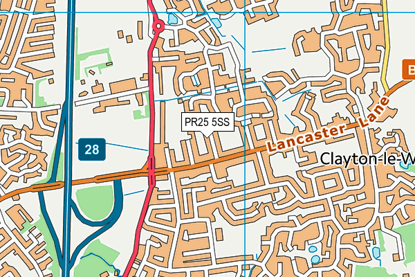 PR25 5SS map - OS VectorMap District (Ordnance Survey)