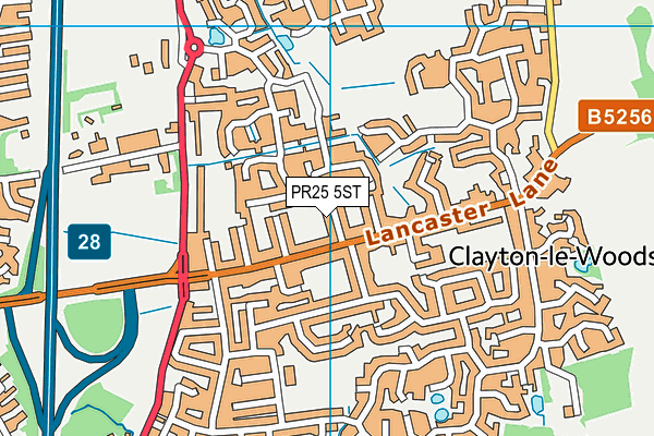 PR25 5ST map - OS VectorMap District (Ordnance Survey)