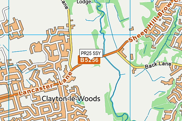 PR25 5SY map - OS VectorMap District (Ordnance Survey)