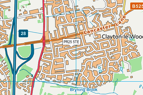 PR25 5TE map - OS VectorMap District (Ordnance Survey)