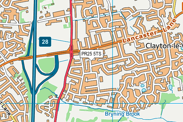 PR25 5TS map - OS VectorMap District (Ordnance Survey)