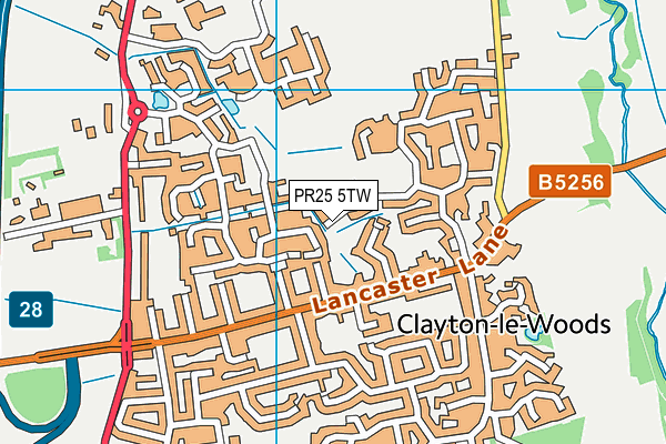 PR25 5TW map - OS VectorMap District (Ordnance Survey)