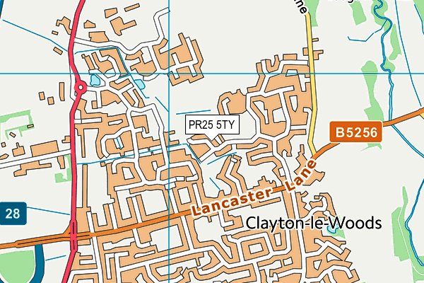 PR25 5TY map - OS VectorMap District (Ordnance Survey)