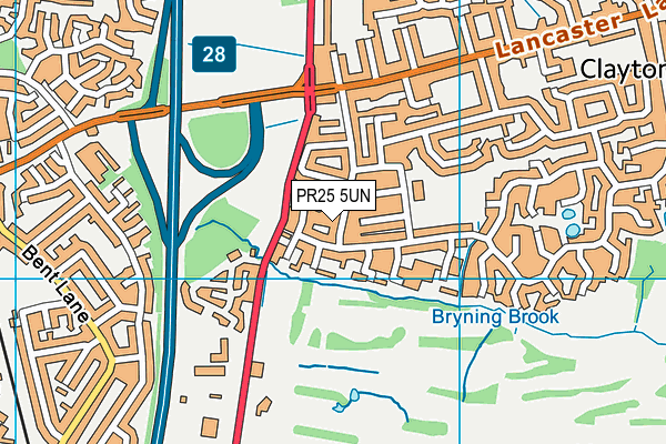 PR25 5UN map - OS VectorMap District (Ordnance Survey)