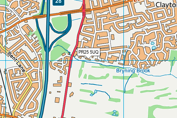 PR25 5UQ map - OS VectorMap District (Ordnance Survey)