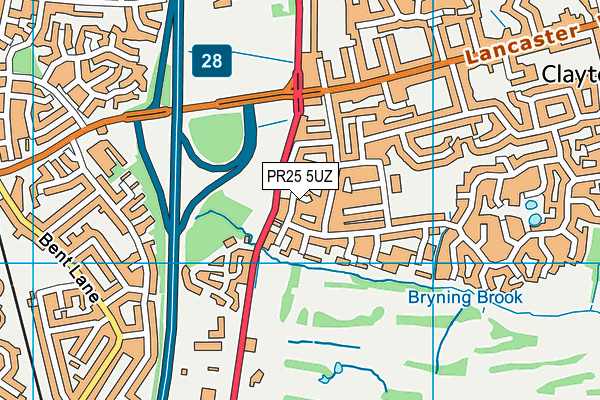 PR25 5UZ map - OS VectorMap District (Ordnance Survey)