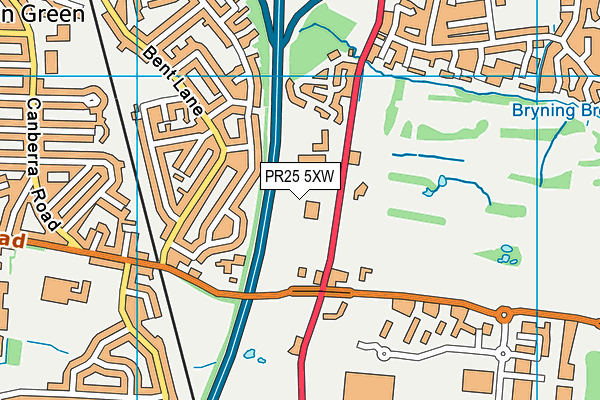 PR25 5XW map - OS VectorMap District (Ordnance Survey)