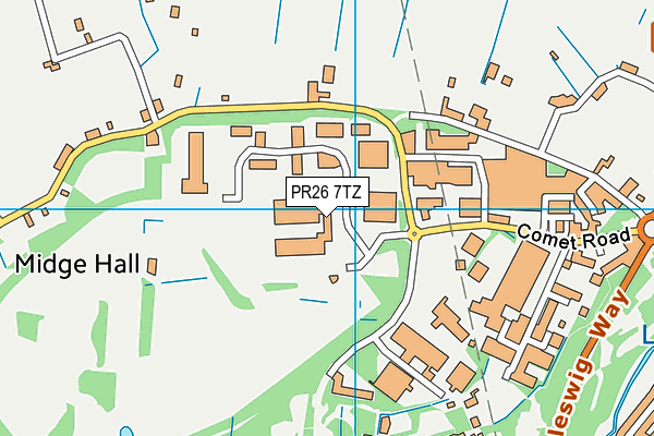 PR26 7TZ map - OS VectorMap District (Ordnance Survey)