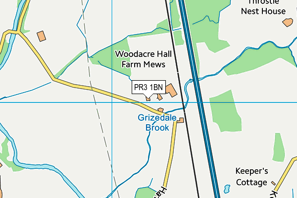Woodacre Hall Playing Fields map (PR3 1BN) - OS VectorMap District (Ordnance Survey)
