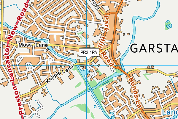 Moss Lane Park map (PR3 1PA) - OS VectorMap District (Ordnance Survey)