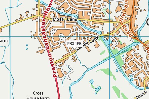 Kepple Lane Playing Fields (Closed) map (PR3 1PB) - OS VectorMap District (Ordnance Survey)